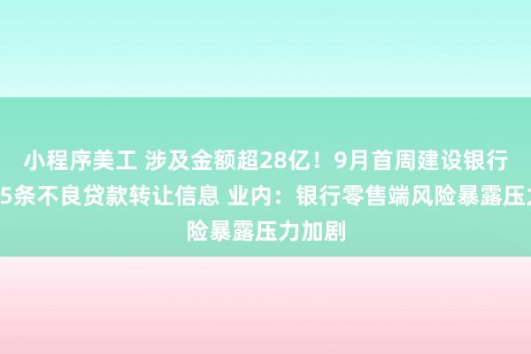 小程序美工 涉及金额超28亿！9月首周建设银行连发35条不良贷款转让信息 业内：银行零售端风险暴露压力加剧